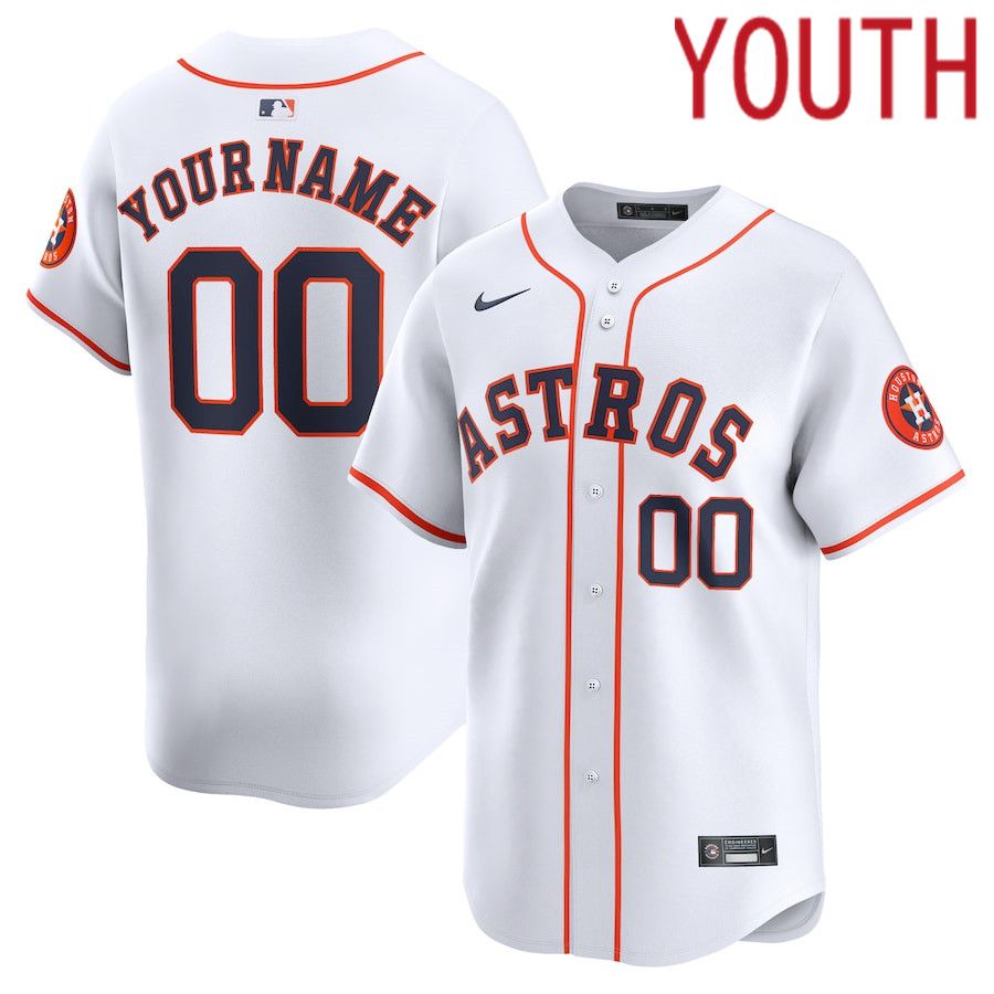 Youth Houston Astros Nike White Home Limited Custom MLB Jersey->->Custom Jersey